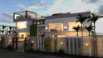 Front of property – evening/night