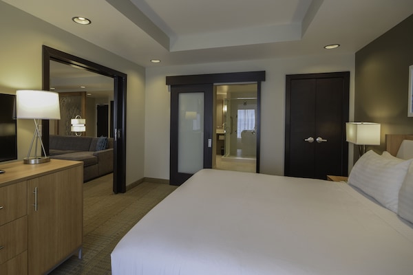 Suite, 1 Bedroom, Accessible (Mobility Tub) | Desk, laptop workspace, blackout drapes, iron/ironing board