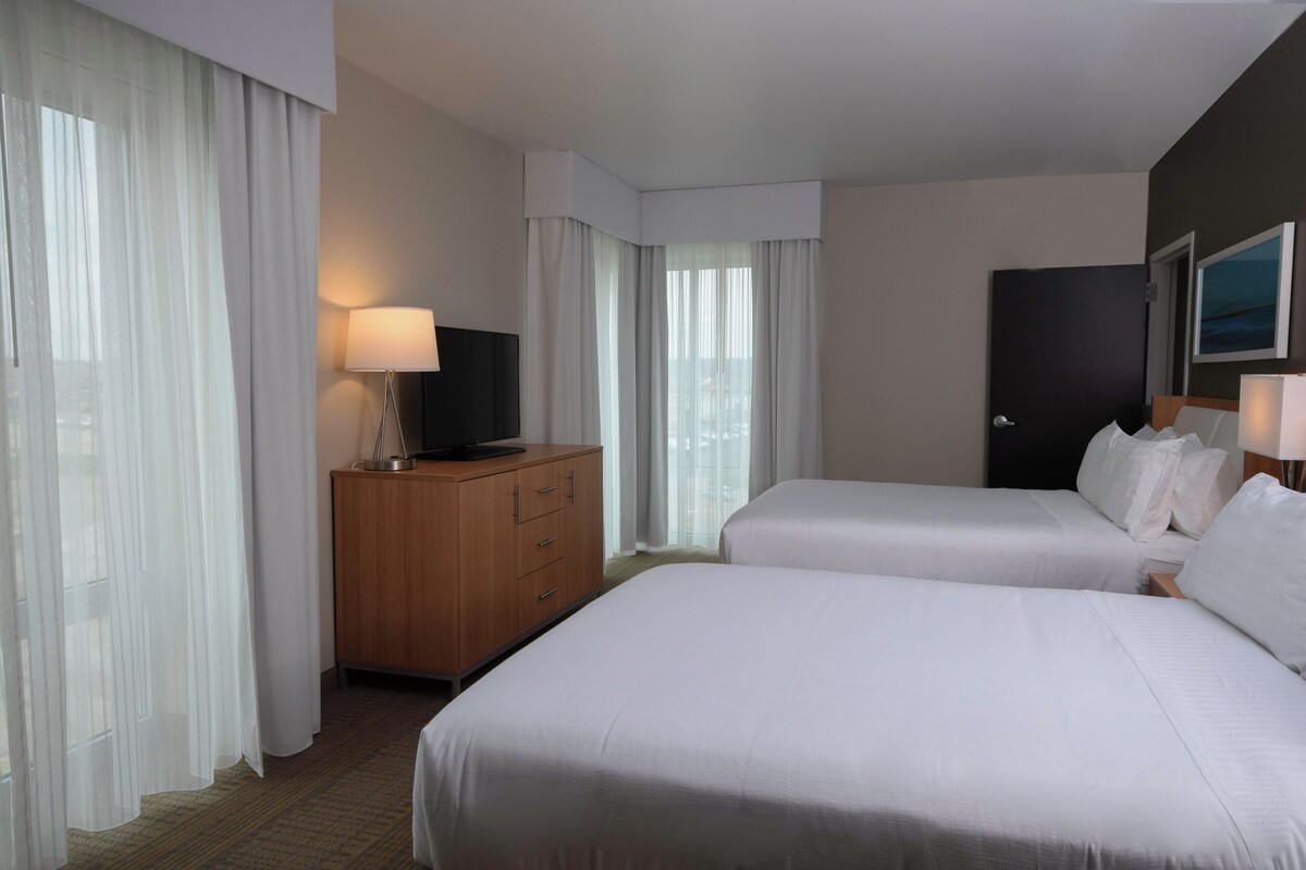 Standard Room, 2 Queen Beds, Accessible (Mobility Tub) | Desk, laptop workspace, blackout drapes, iron/ironing board