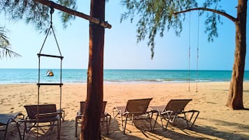 Private beach, sun loungers, beach umbrellas, beach towels
