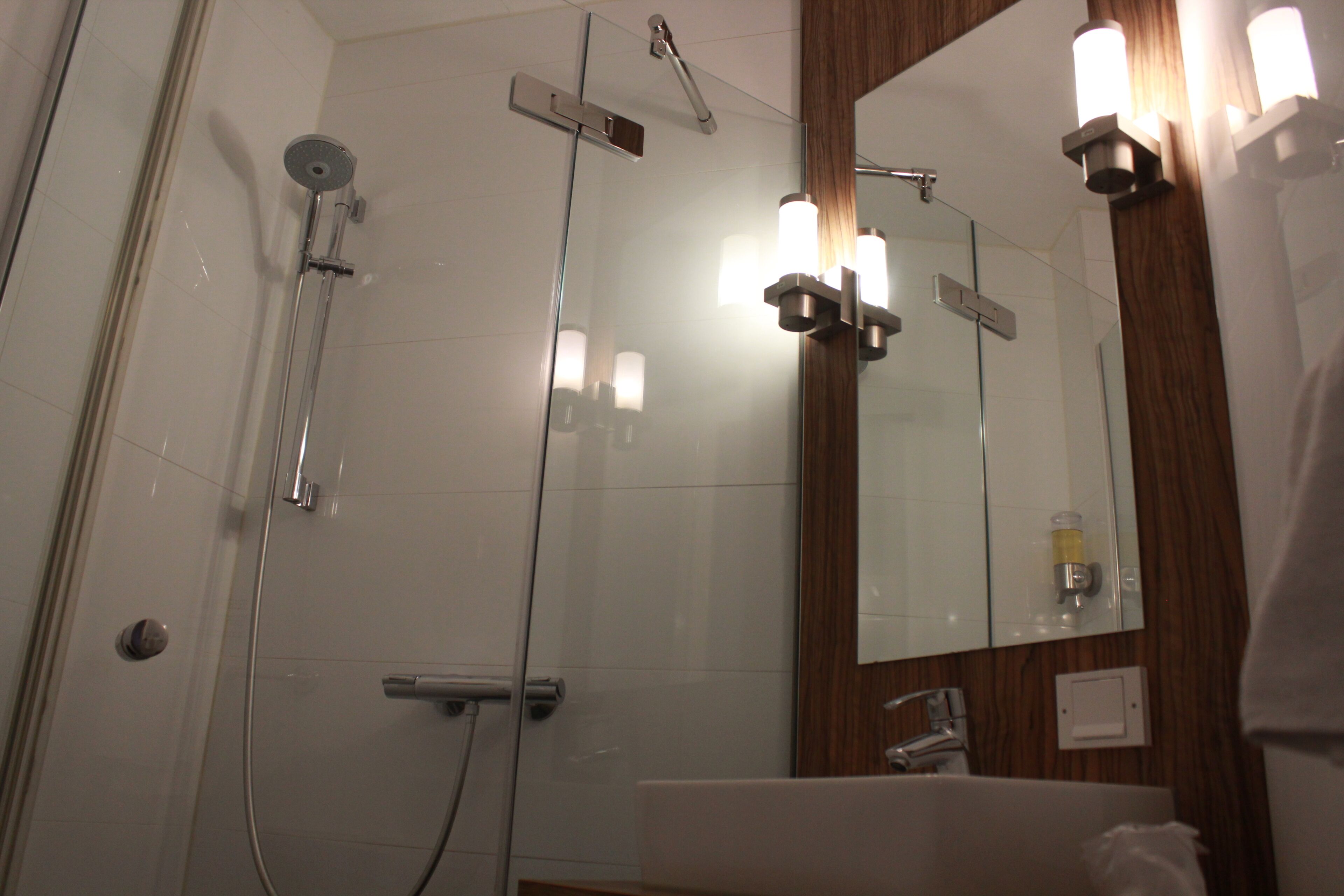 single room | bathroom | shower, hair dryer, towels