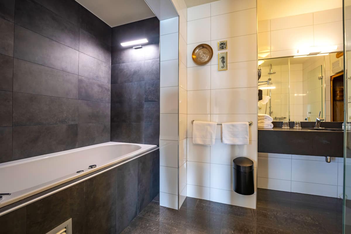 suite | bathroom | eco-friendly toiletries, hair dryer, towels