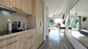 Premium Double Room, Balcony, Partial Sea View | Private kitchenette | Full-size fridge, stovetop, electric kettle, cookware/dishes/utensils - Refresh Boutique Apartments (Vodice)