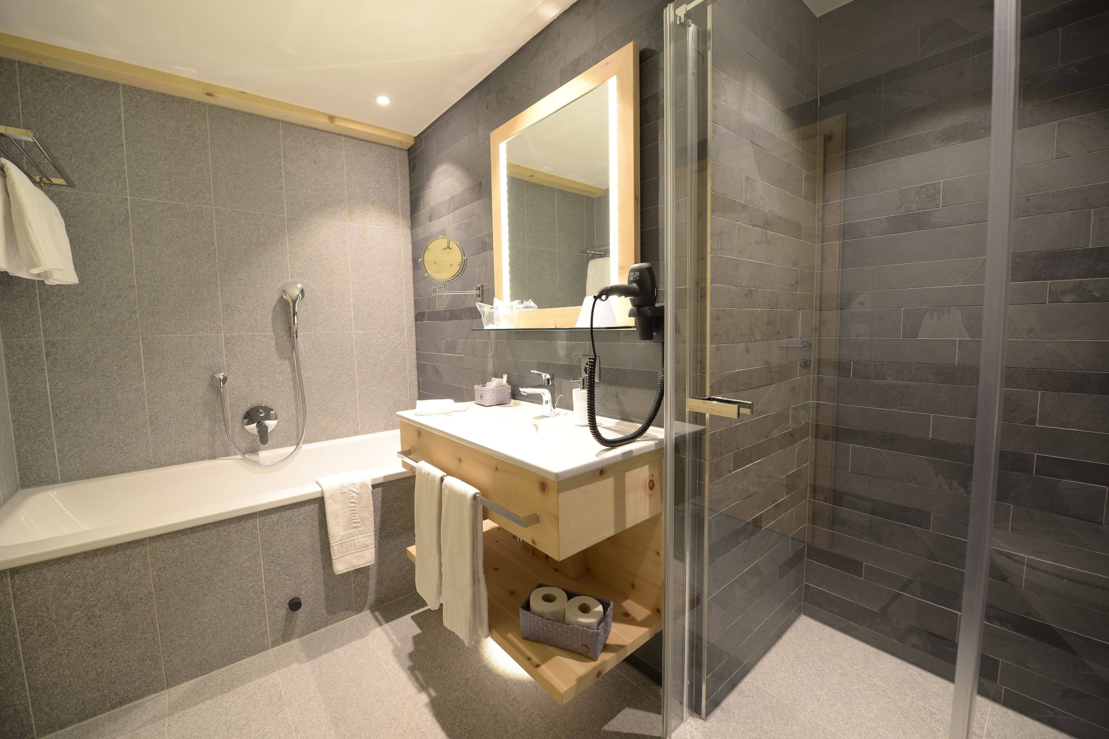 free toiletries, hair dryer, bathrobes, slippers