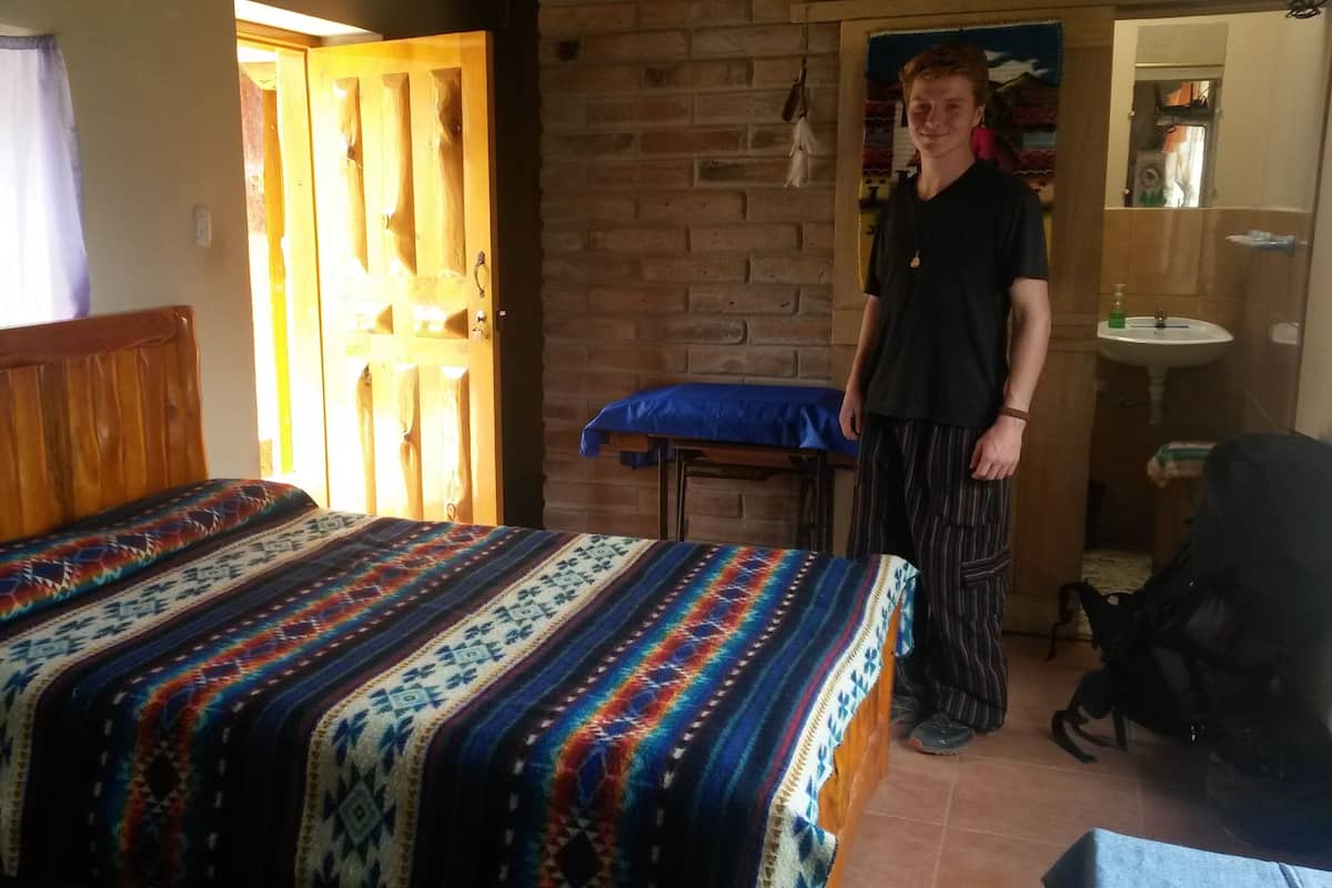 Desk, laptop workspace, free WiFi, bed sheets