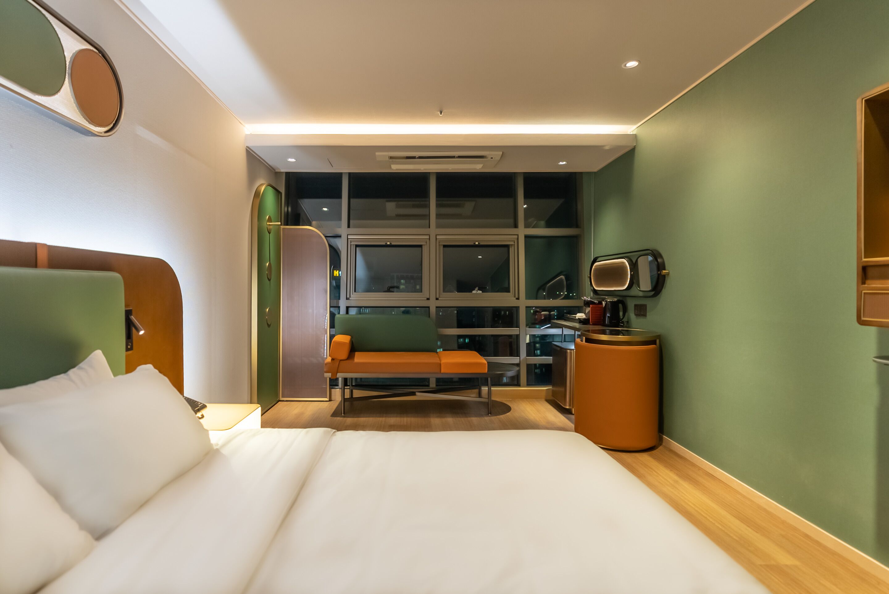 premium double room, city view | 1 bedroom, desk, laptop workspace, blackout curtains