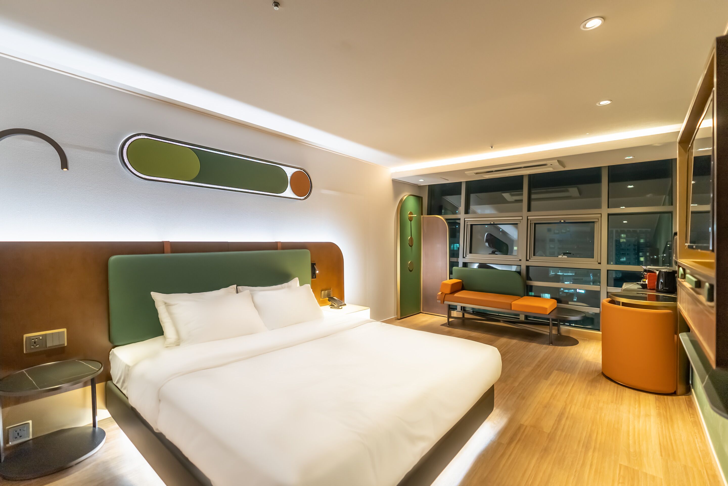 premium double room, city view | 1 bedroom, desk, laptop workspace, blackout curtains