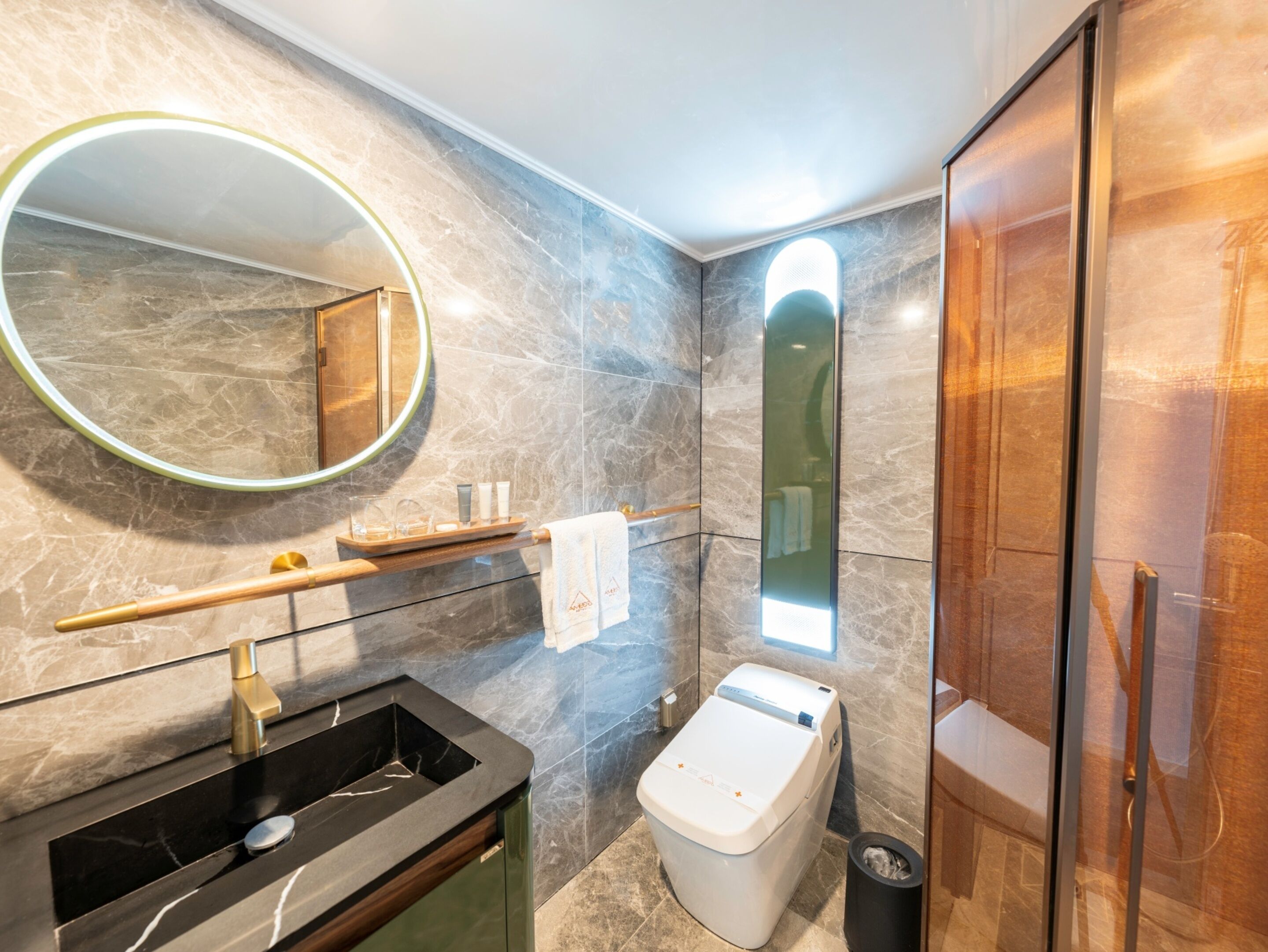 shower, free toiletries, hair dryer, slippers