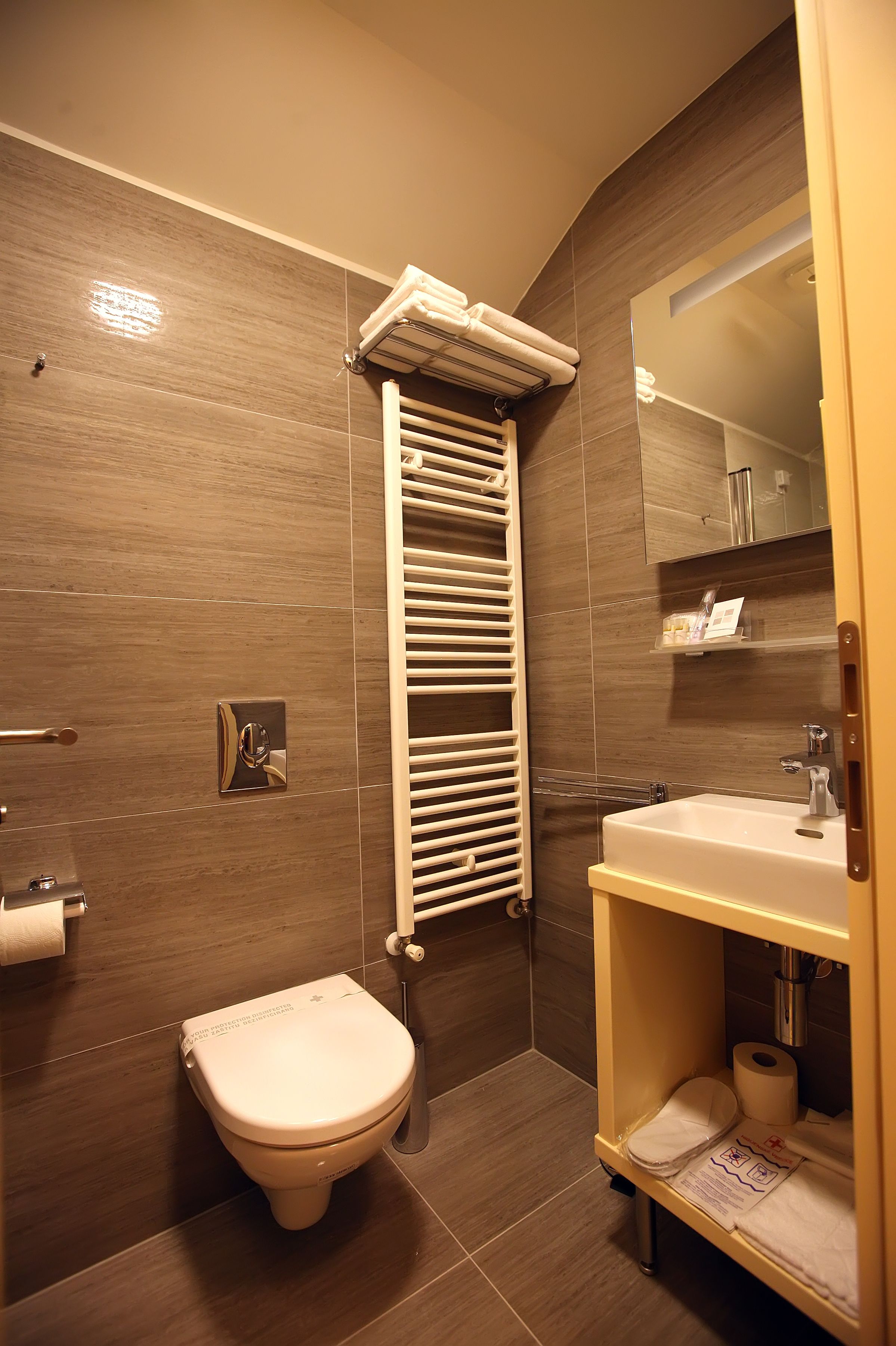 shower, free toiletries, hair dryer, slippers