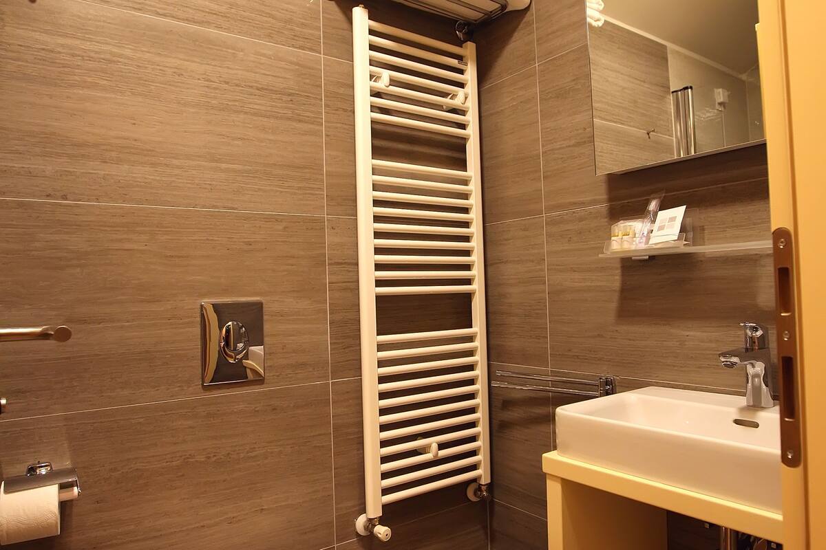 shower, free toiletries, hair dryer, slippers