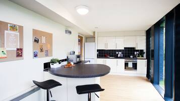 Full-size fridge, microwave, oven, stovetop