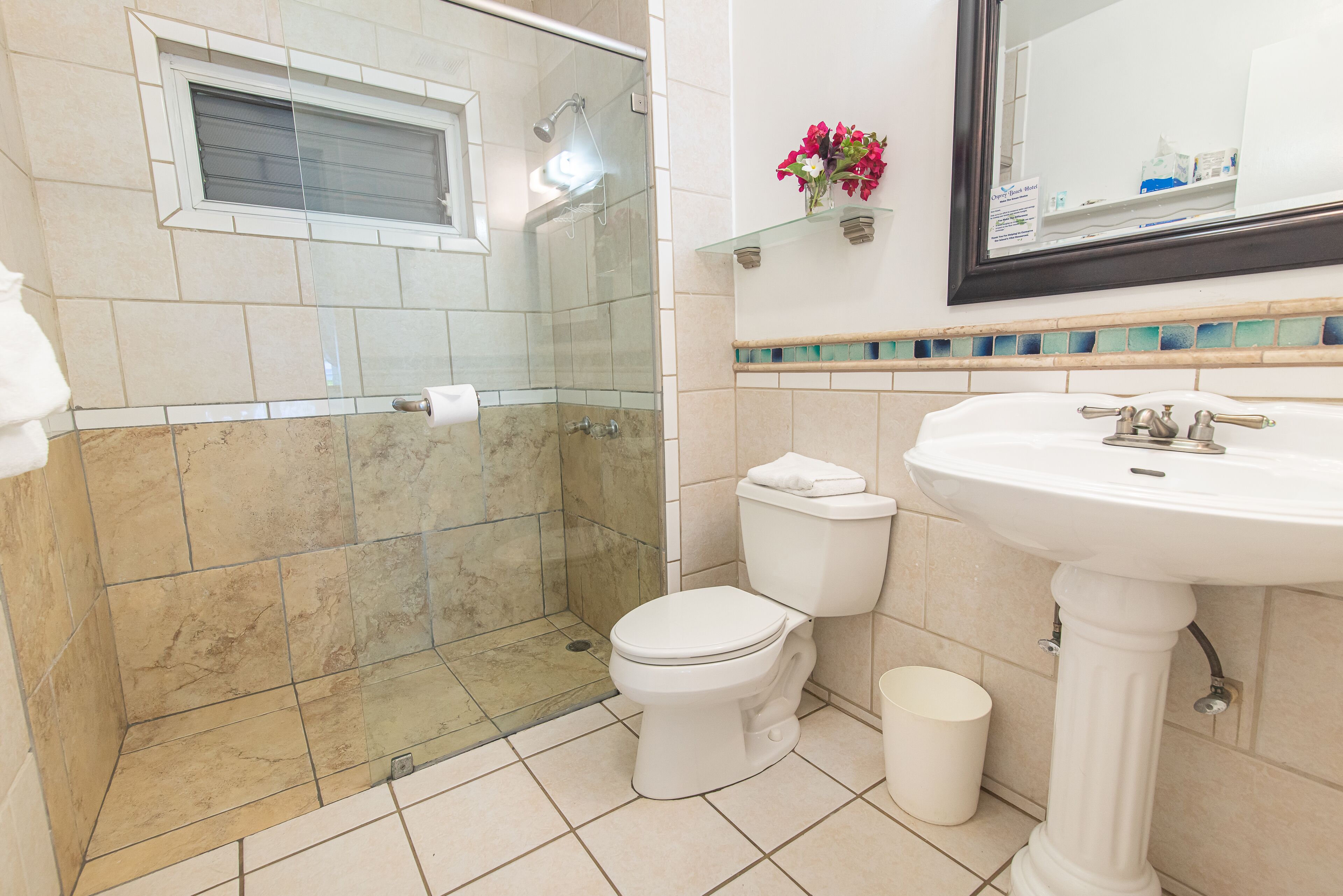 free toiletries, hair dryer, towels