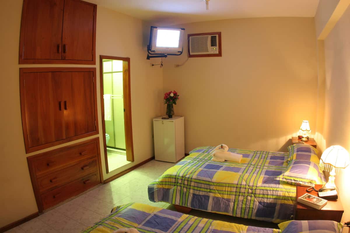 Habitación básica con 2 camas individuales, vista al jardín | Caja de seguridad en la habitación, escritorio y wifi gratis