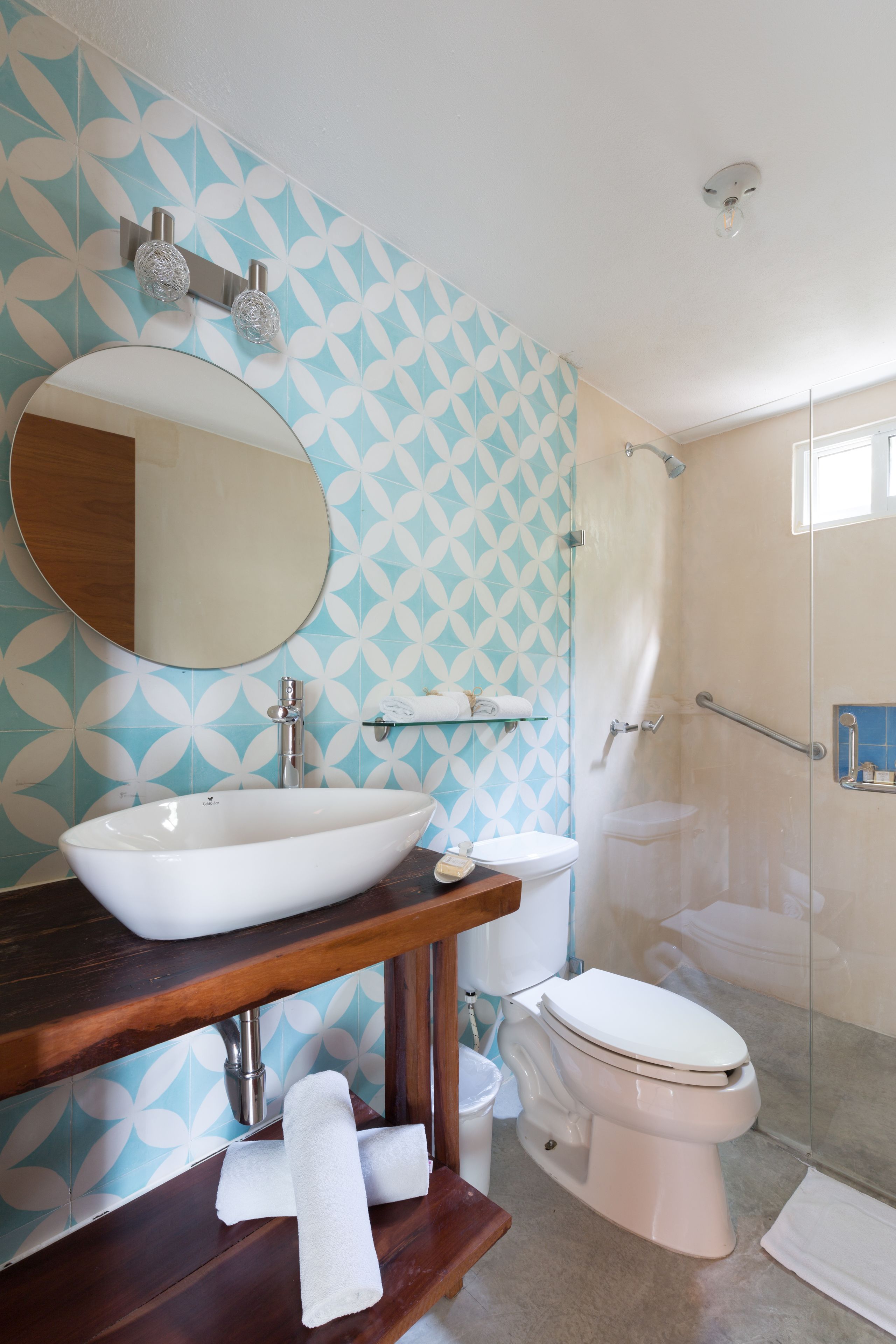 luxury loft | bathroom | shower, eco-friendly toiletries, towels, soap