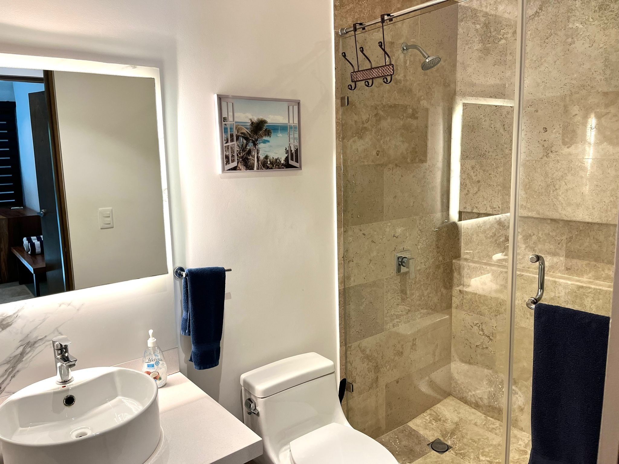 shower, towels, shampoo