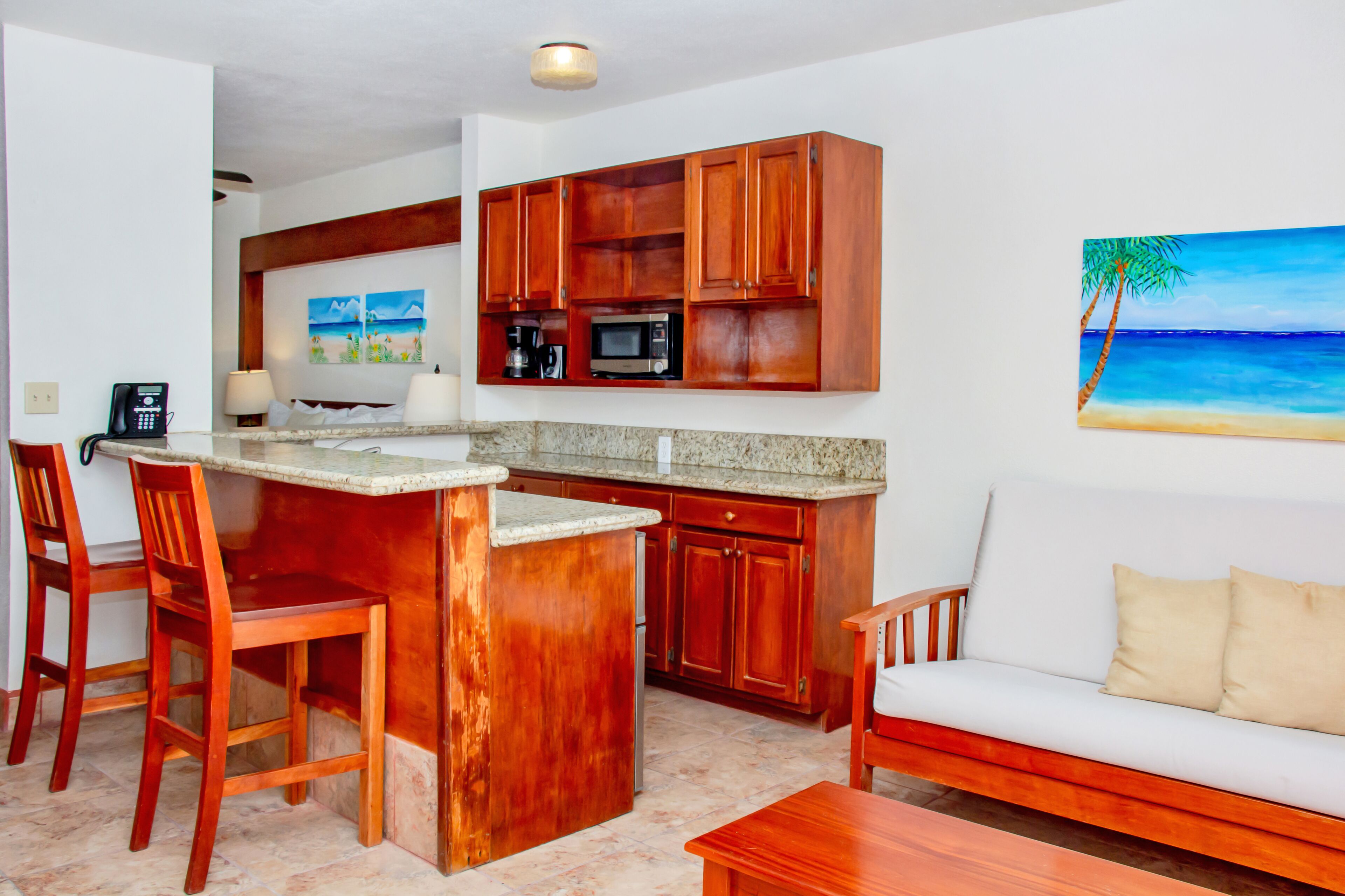 studio suite (beachfront) | private kitchen | mini-fridge, microwave, stovetop, coffee/tea maker