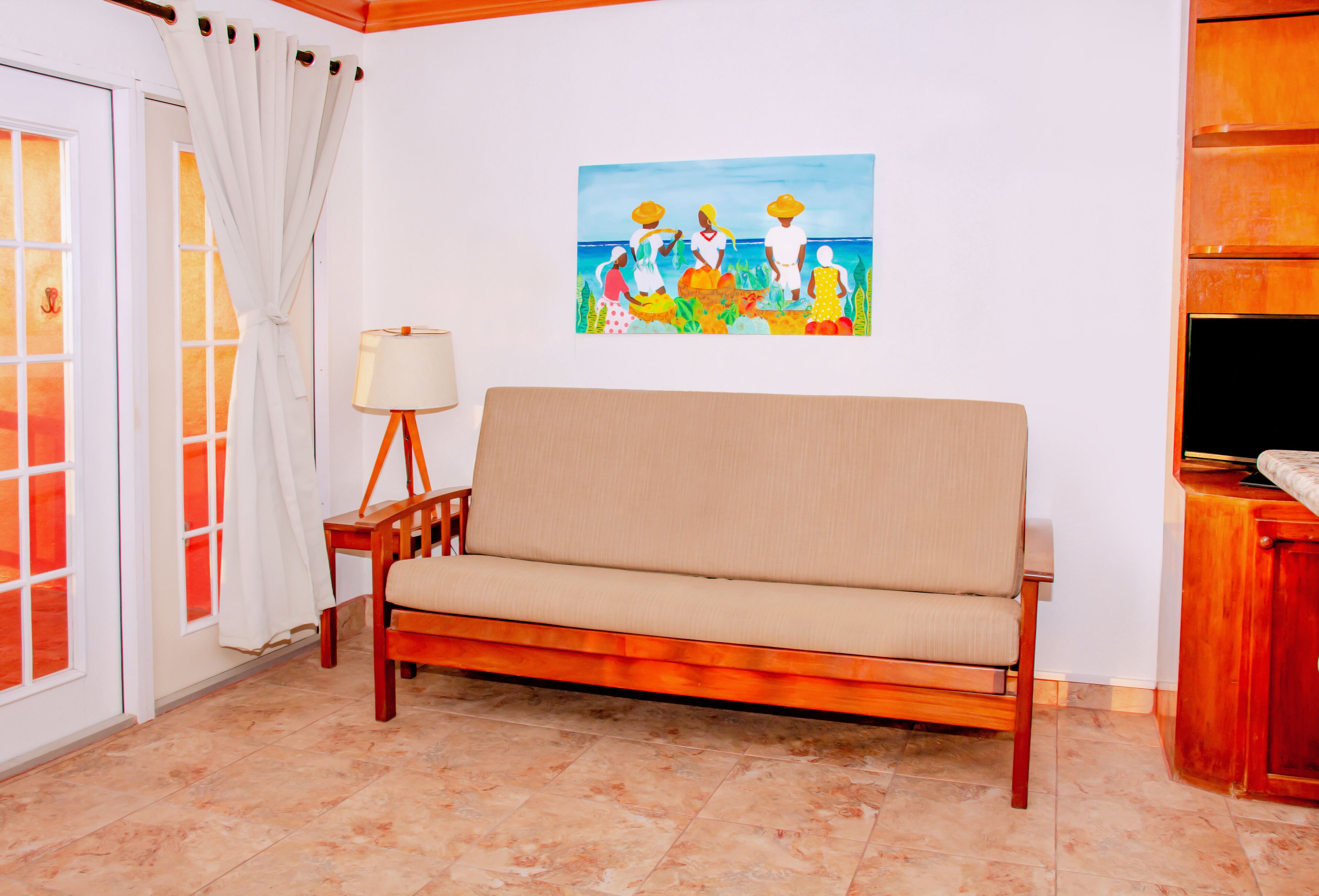 studio suite, beach view (beachfront) | living area | 32-inch tv with cable channels