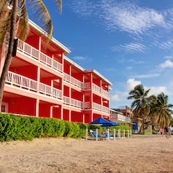 On the beach, sun loungers, beach umbrellas, beach towels