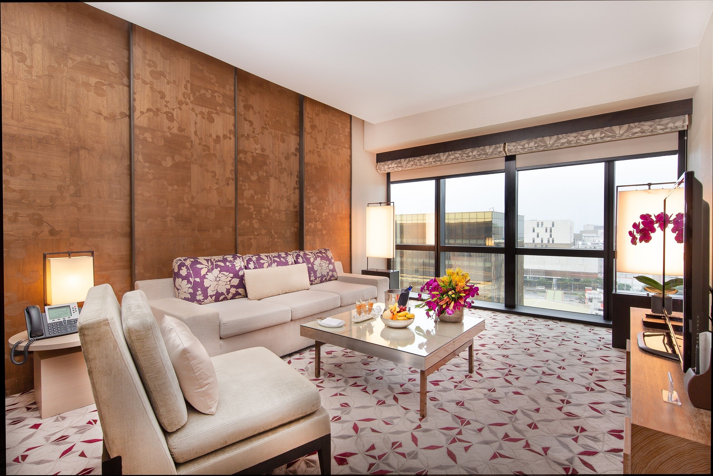 nobu suite room | living area | led tv, pay films, mp3 dock