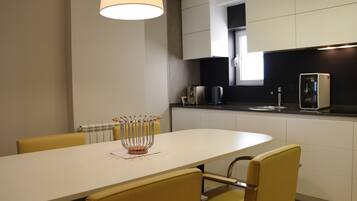 Apartment, 3 Bedrooms | Private kitchen | Coffee/tea maker, electric kettle