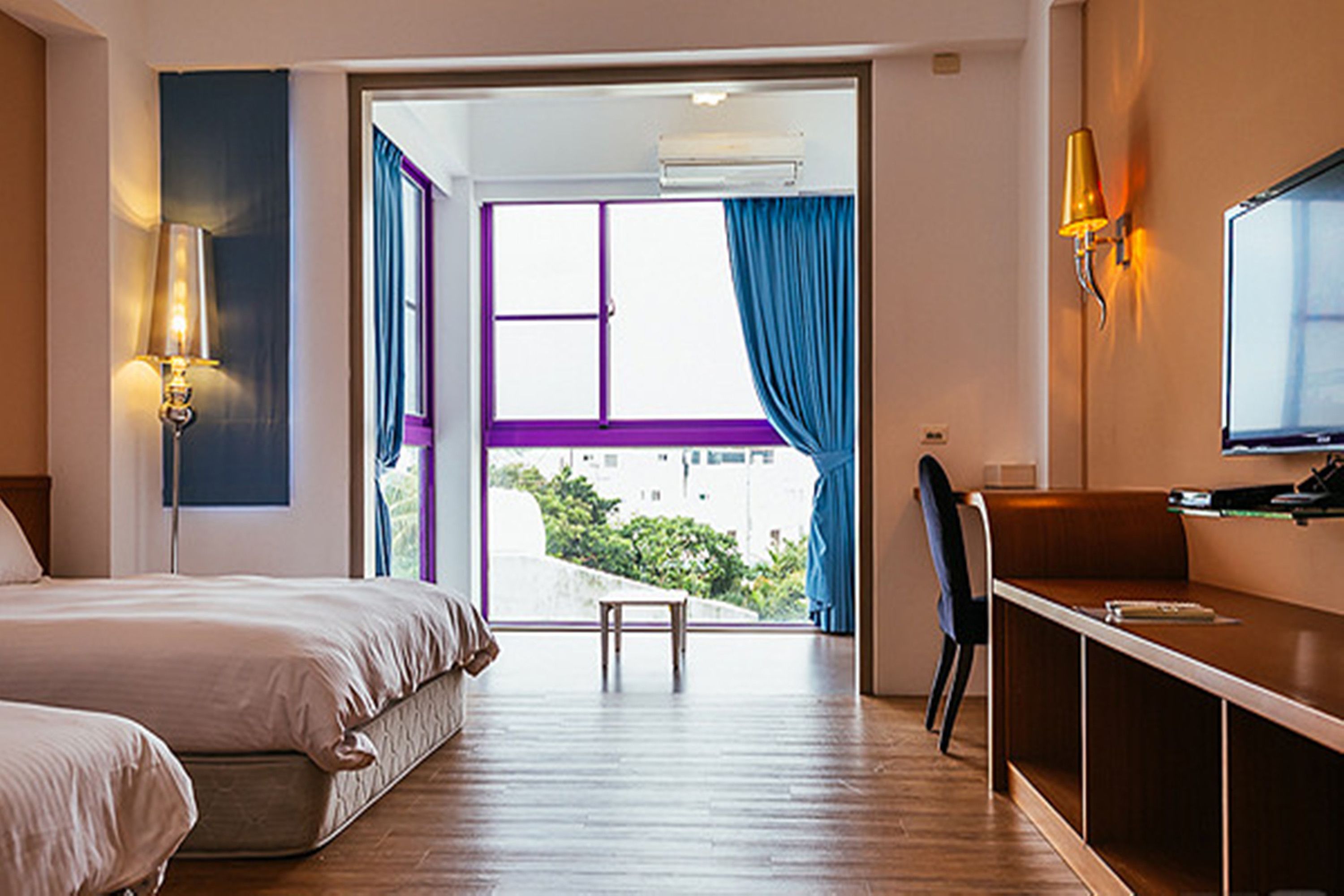 quadruple room, 2 double beds, bay view | desk, blackout curtains, free cots/infant beds, free wifi