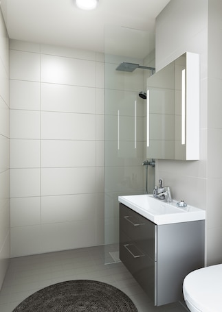 Standard Apartment, 2 Bedrooms | Bathroom | Shower, free toiletries, hair dryer, towels. Naantali City Apartments