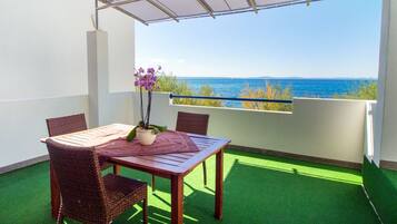 Panoramic Apartment, Terrace, Sea View | Outdoor dining