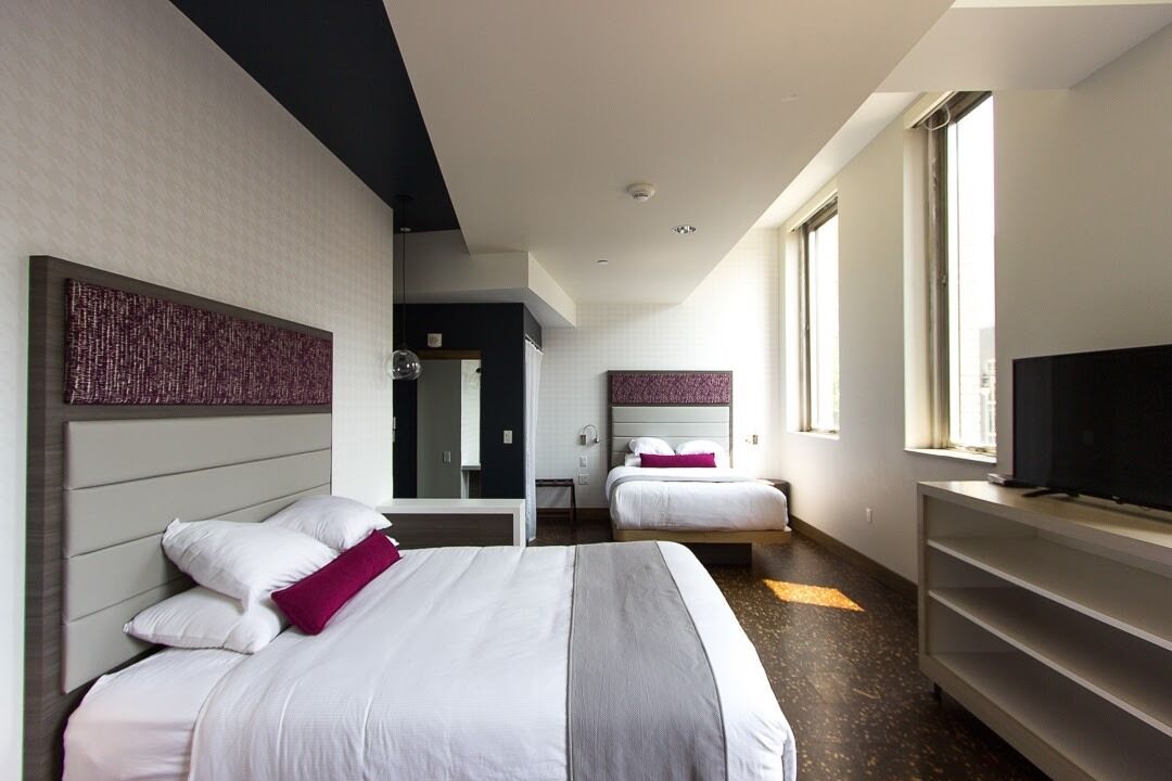 street view deluxe two queen | individually decorated, individually furnished, desk, laptop workspace