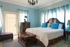 Room, 1 King Bed, Balcony, Ground Floor (Blue Room) | Premium bedding, in-room safe, iron/ironing board, free WiFi