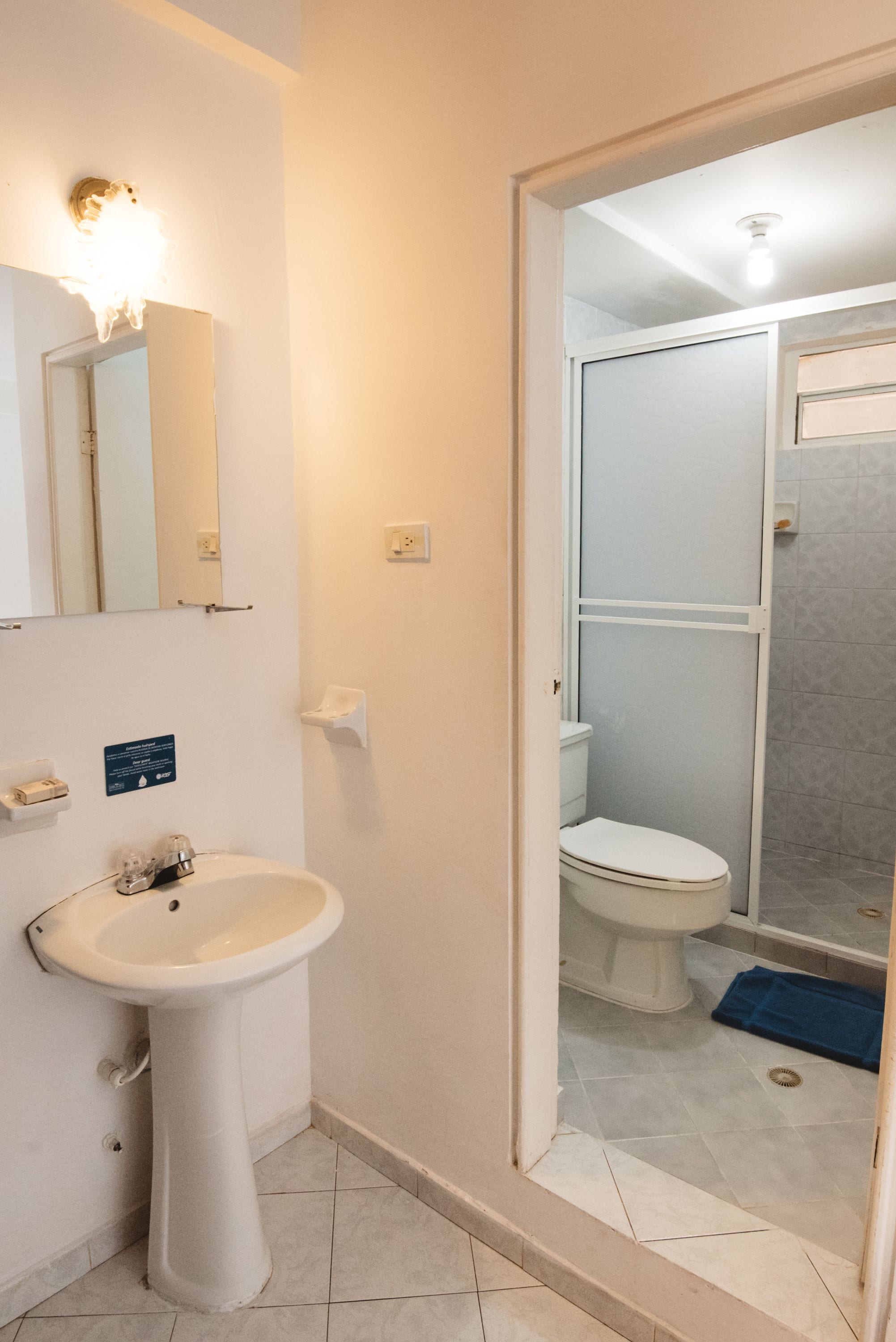 double room single use, 1 double bed, partial ocean view | bathroom | shower, hair dryer, towels