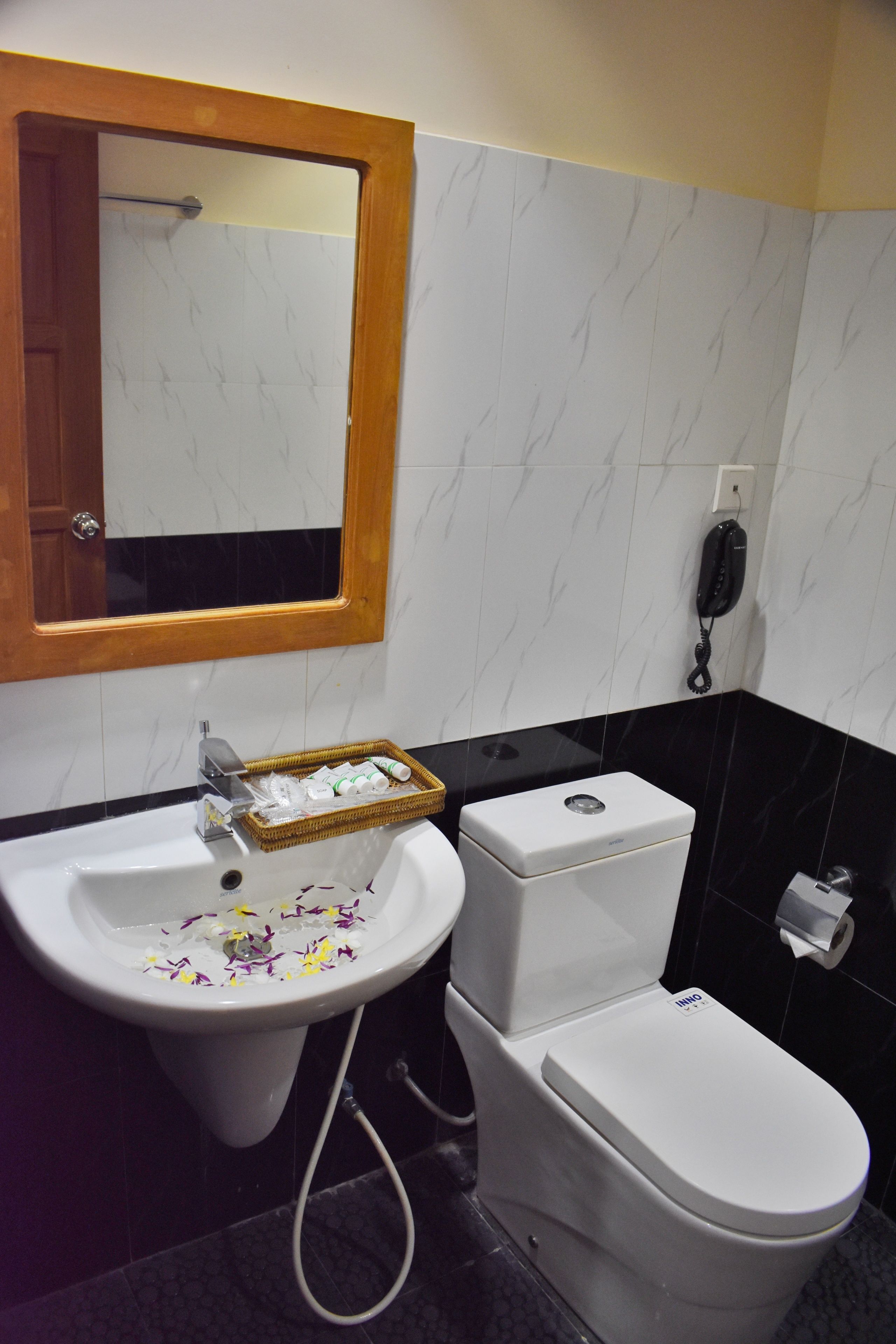 shower, free toiletries, hair dryer, slippers