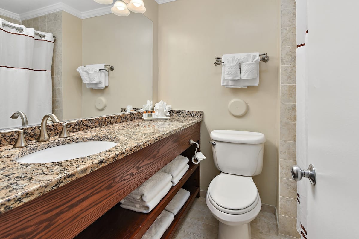 suite, 2 double beds | bathroom | free toiletries, hair dryer, towels, soap