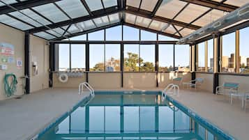 Indoor pool, open 8:30 AM to 10:00 PM, sun loungers