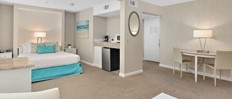 Studio, 1 Queen Bed with Sofa bed, Handicap Accessible | 1 bedroom, hypo-allergenic bedding, in-room safe, desk
