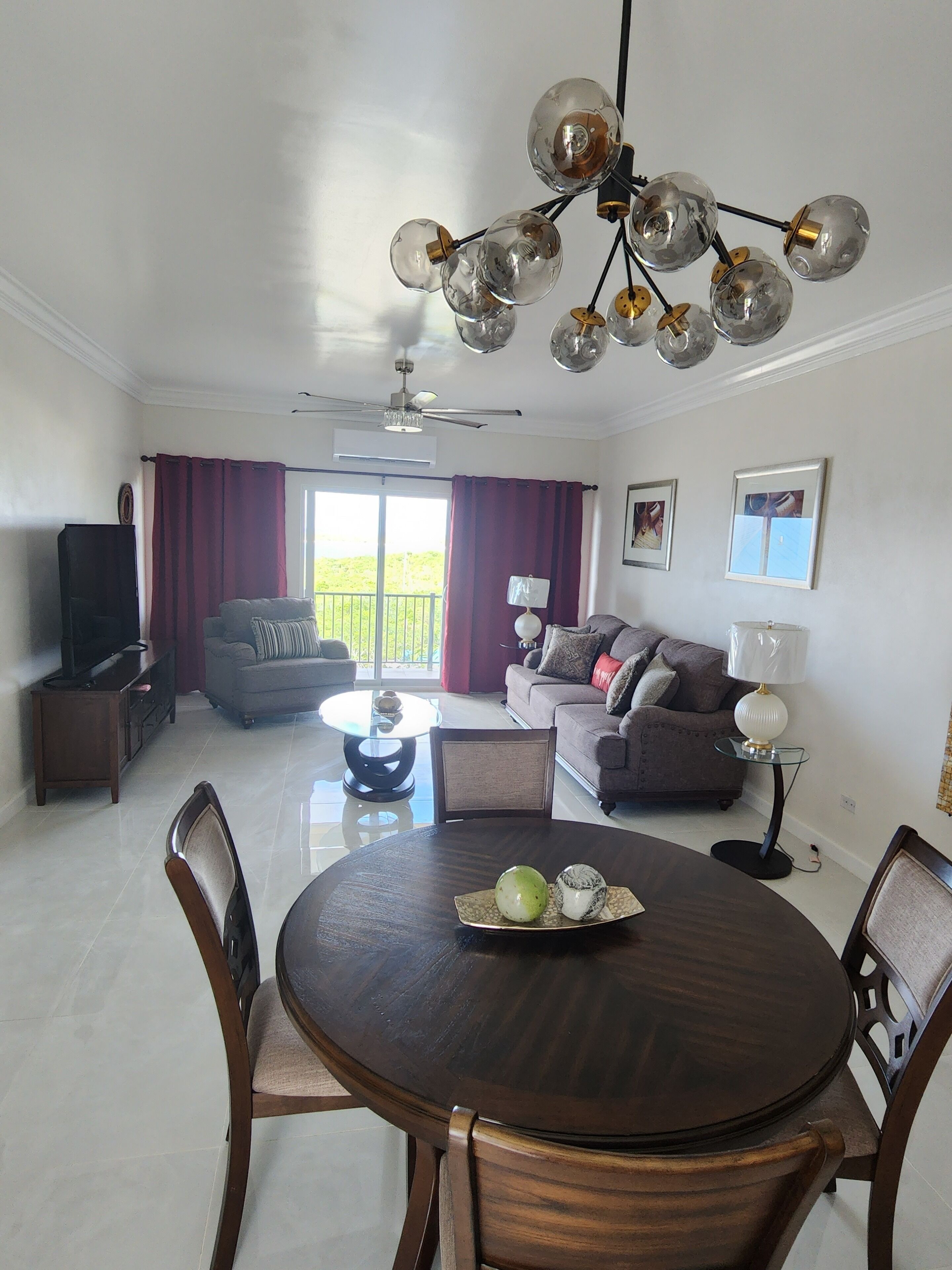 55-inch flat-screen tv with satellite channels, tv, computer