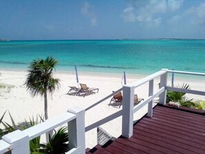 On the beach, white sand, beach towels, snorkeling - Harbor Breeze Villas (Clarence Town)