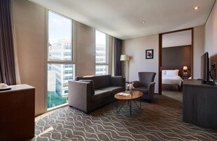 家庭套房 | 起居区 | 42-英寸液晶电视 （配备卫星频道）、电视