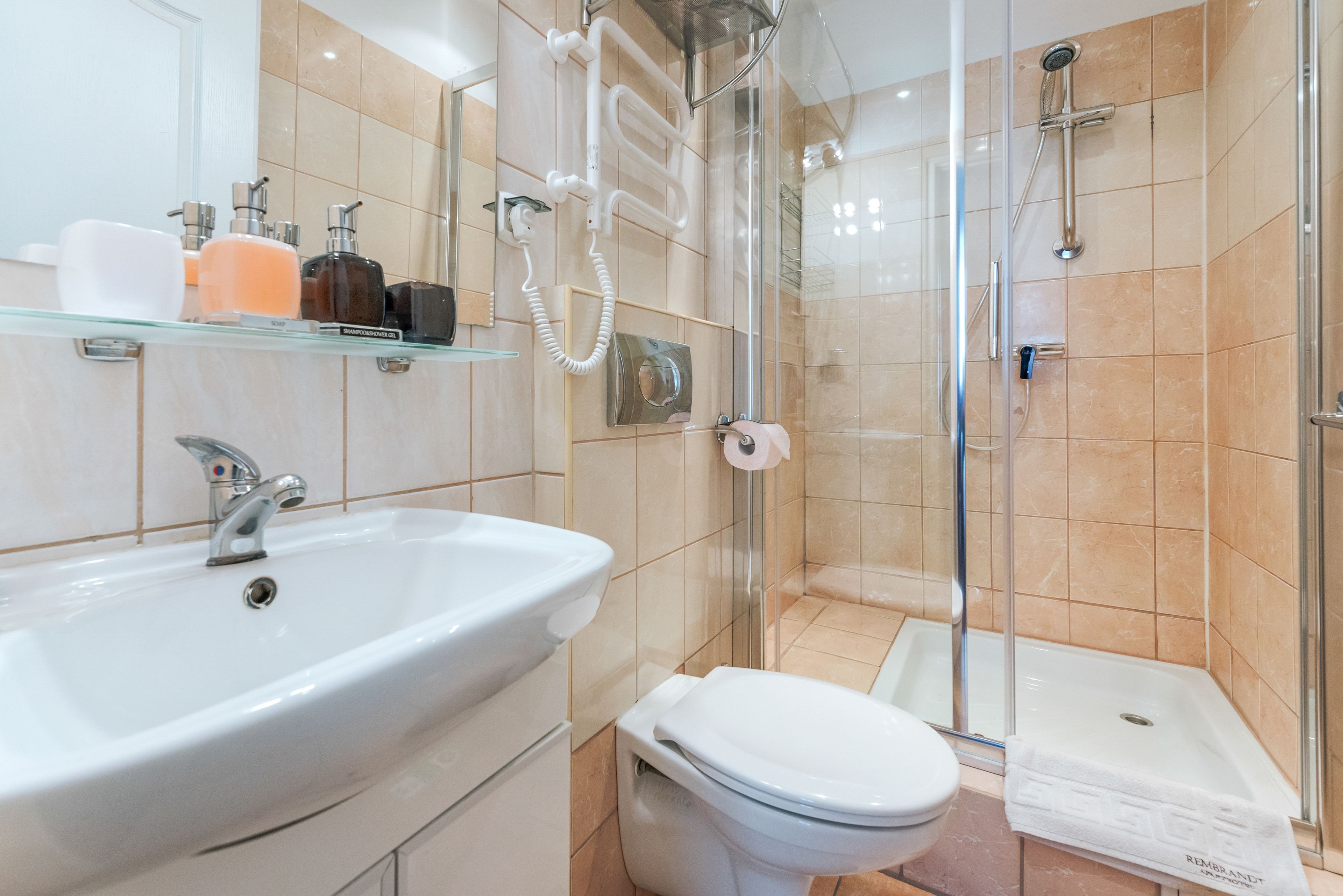 standard double or twin room | bathroom | hair dryer, towels