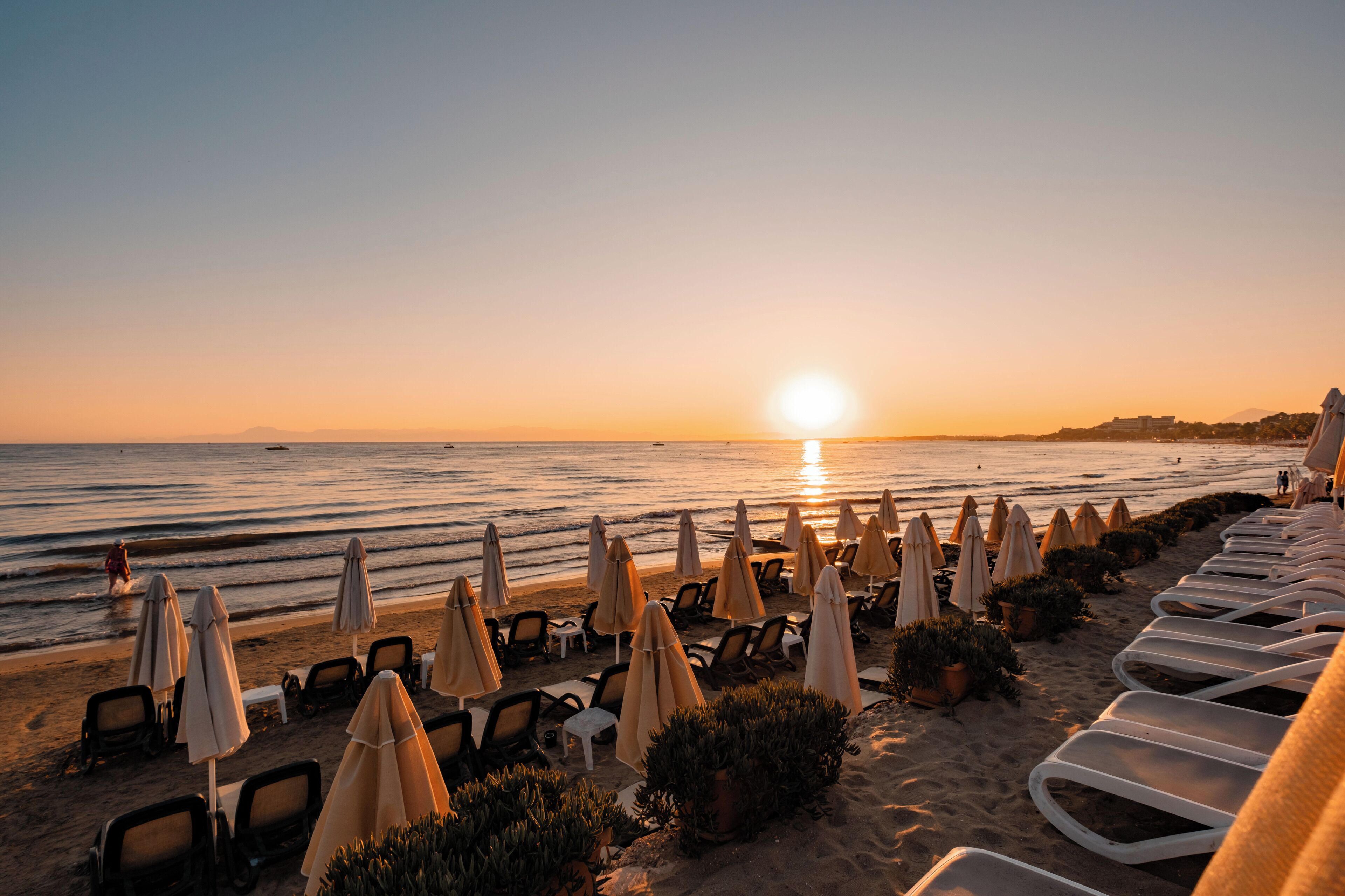 Private beach, sun-loungers, beach umbrellas