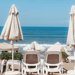 Private beach, sun-loungers, beach umbrellas