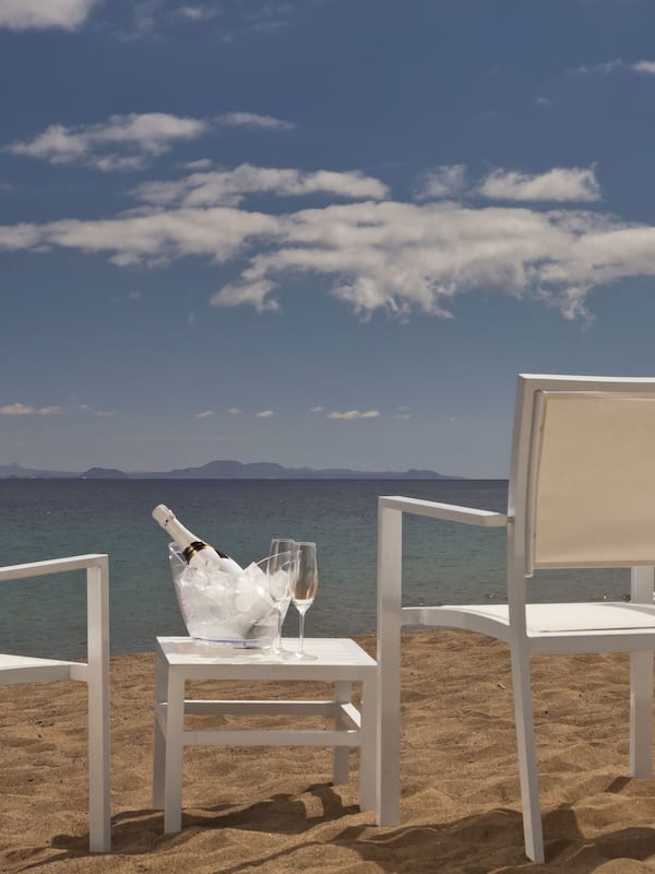On the beach, white sand