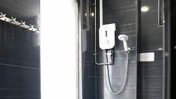 Shower, rainfall showerhead, slippers