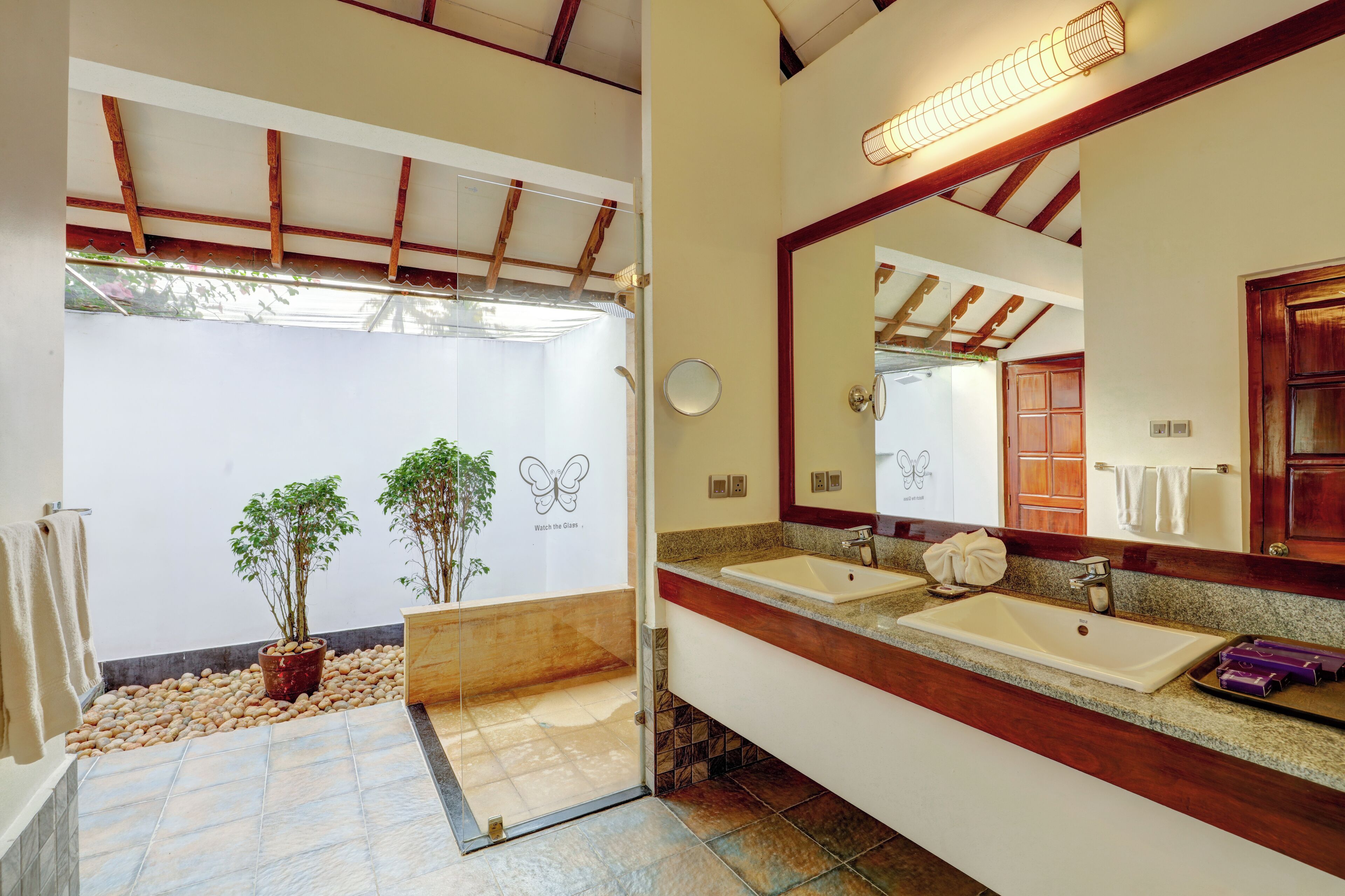 shower, free toiletries, hair dryer, bathrobes