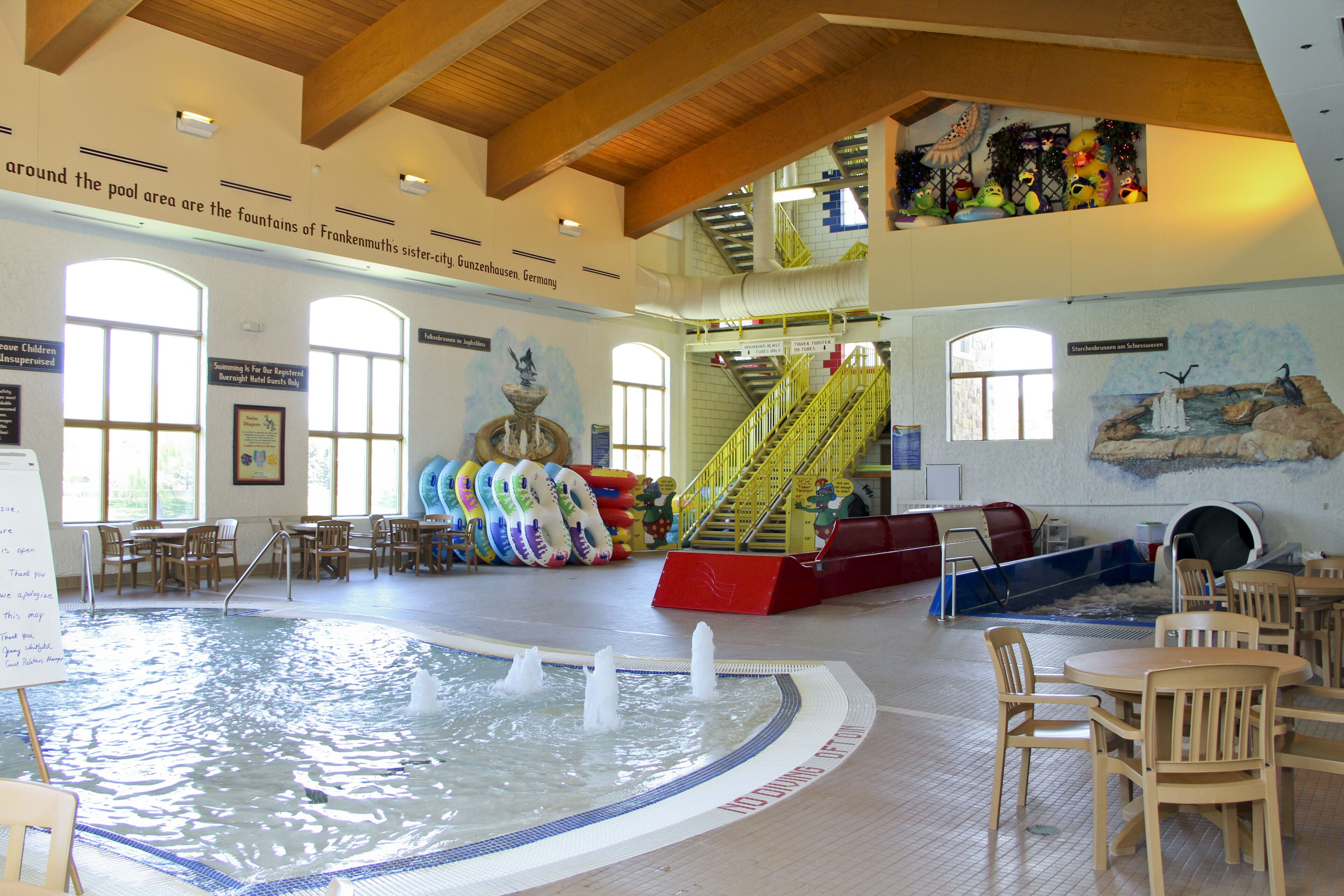 4 indoor pools, open 10:00 AM to 8:00 PM, pool cabanas (surcharge)