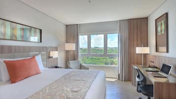 Minibar, coffres-forts dans les chambres, bureau, rideaux occultants