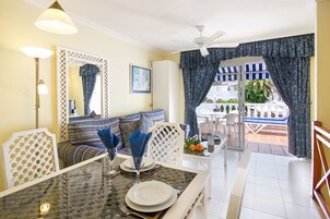 Flat-screen TV, DVD player