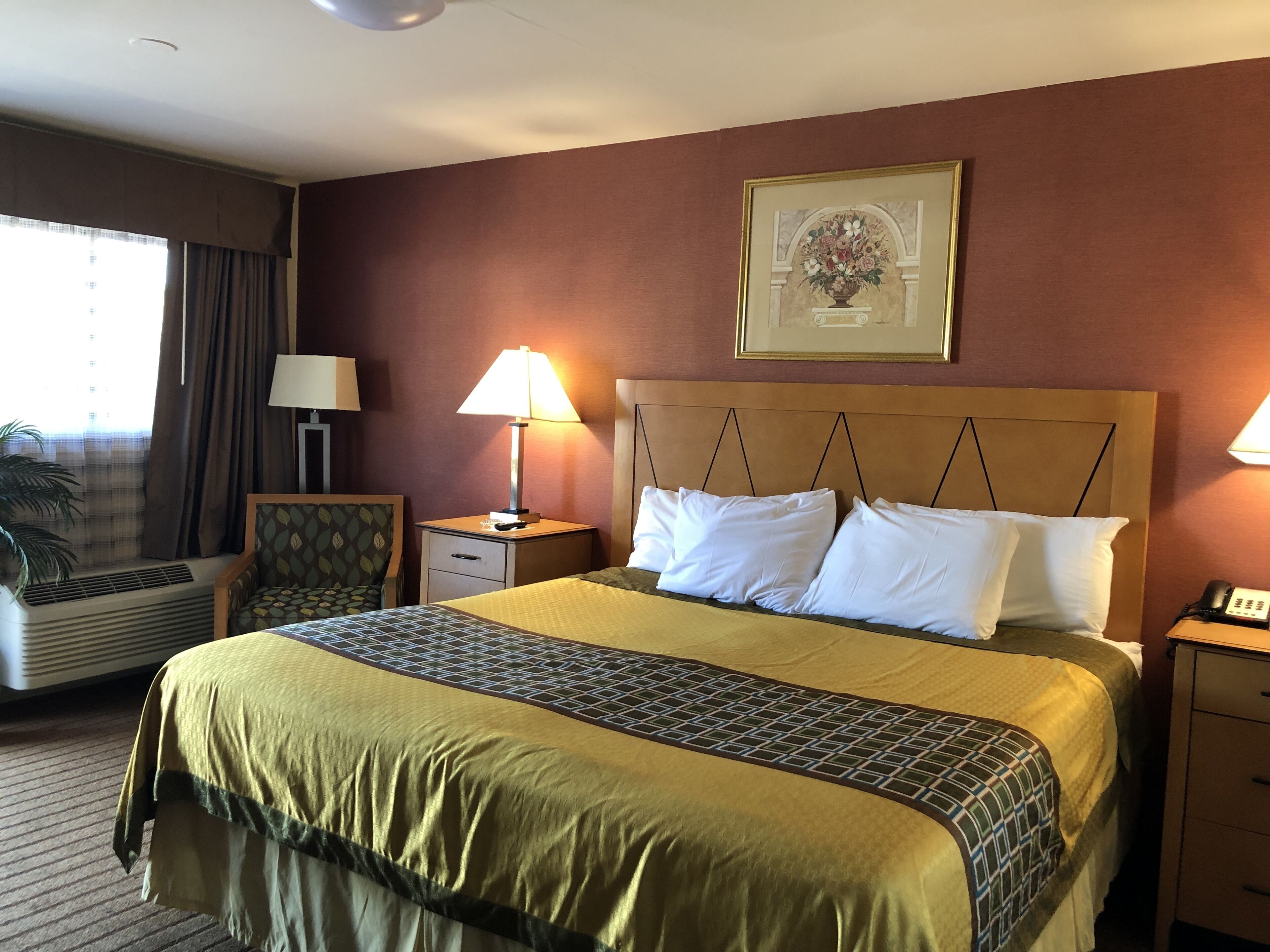 스탠다드룸, 킹사이즈침대 1개, 금연, 분사식 욕조 | 필로우탑 침대, 책상, 암막 커튼, 다리미/다리미판