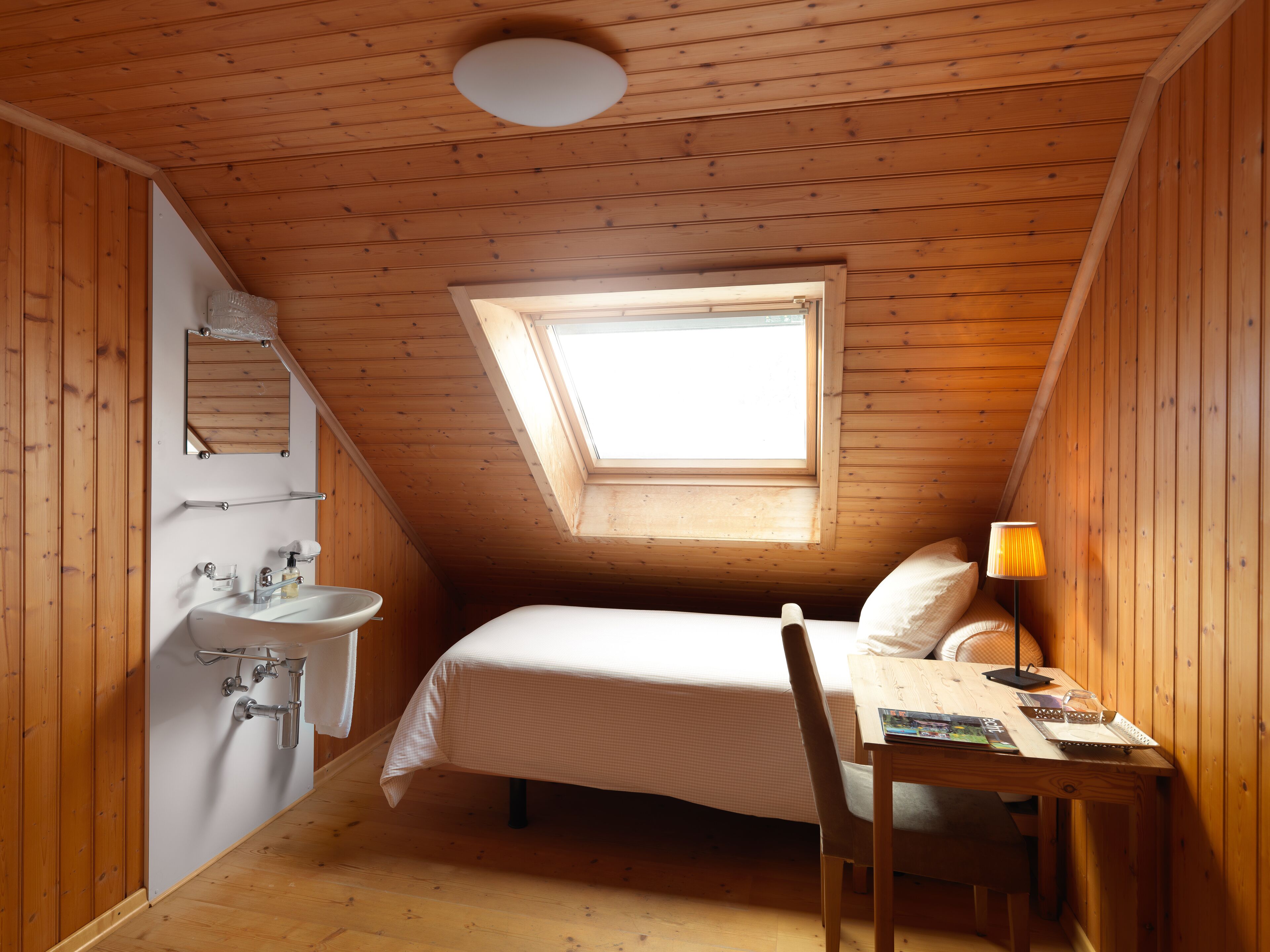 traditional single room, shared bathroom, mountain view | premium bedding, individually decorated, individually furnished