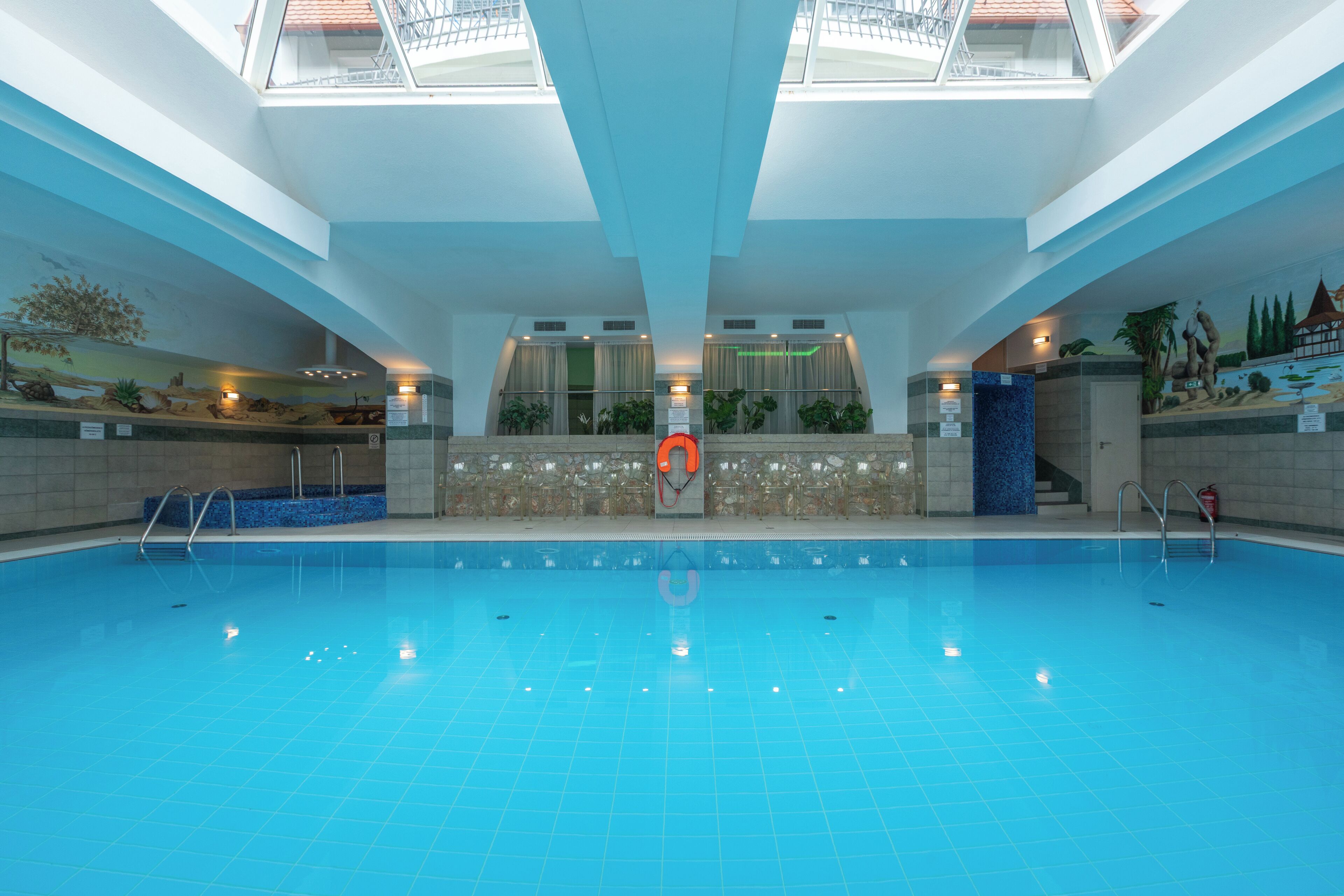 Indoor pool, open 8:00 AM to 8:00 PM, sun loungers