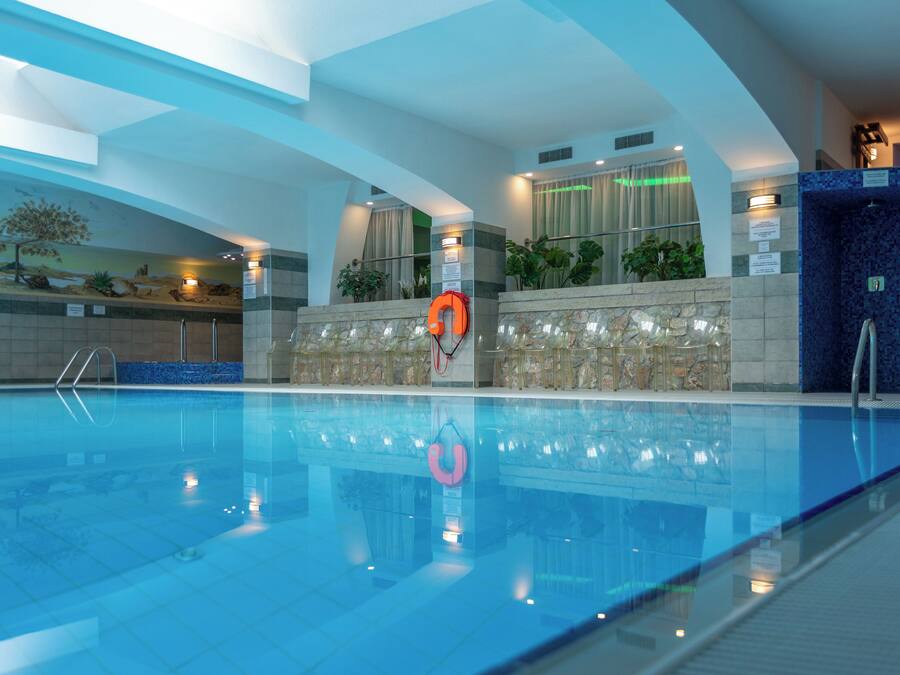 Indoor pool, open 8:00 AM to 8:00 PM, sun loungers